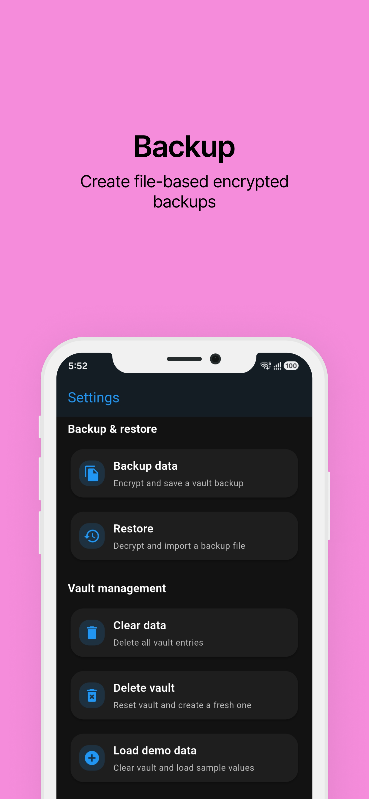 Create secure file-based backups